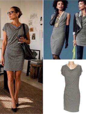 Women's CAbi 614 Monroe Black and White Draped Sheath Dress Sz small